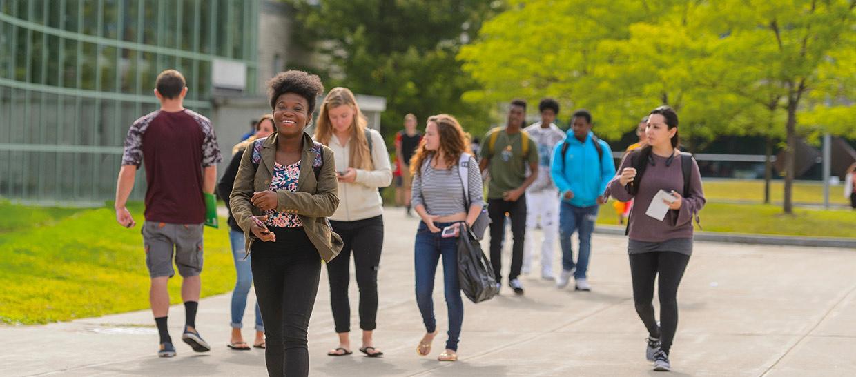 Students walking on campus